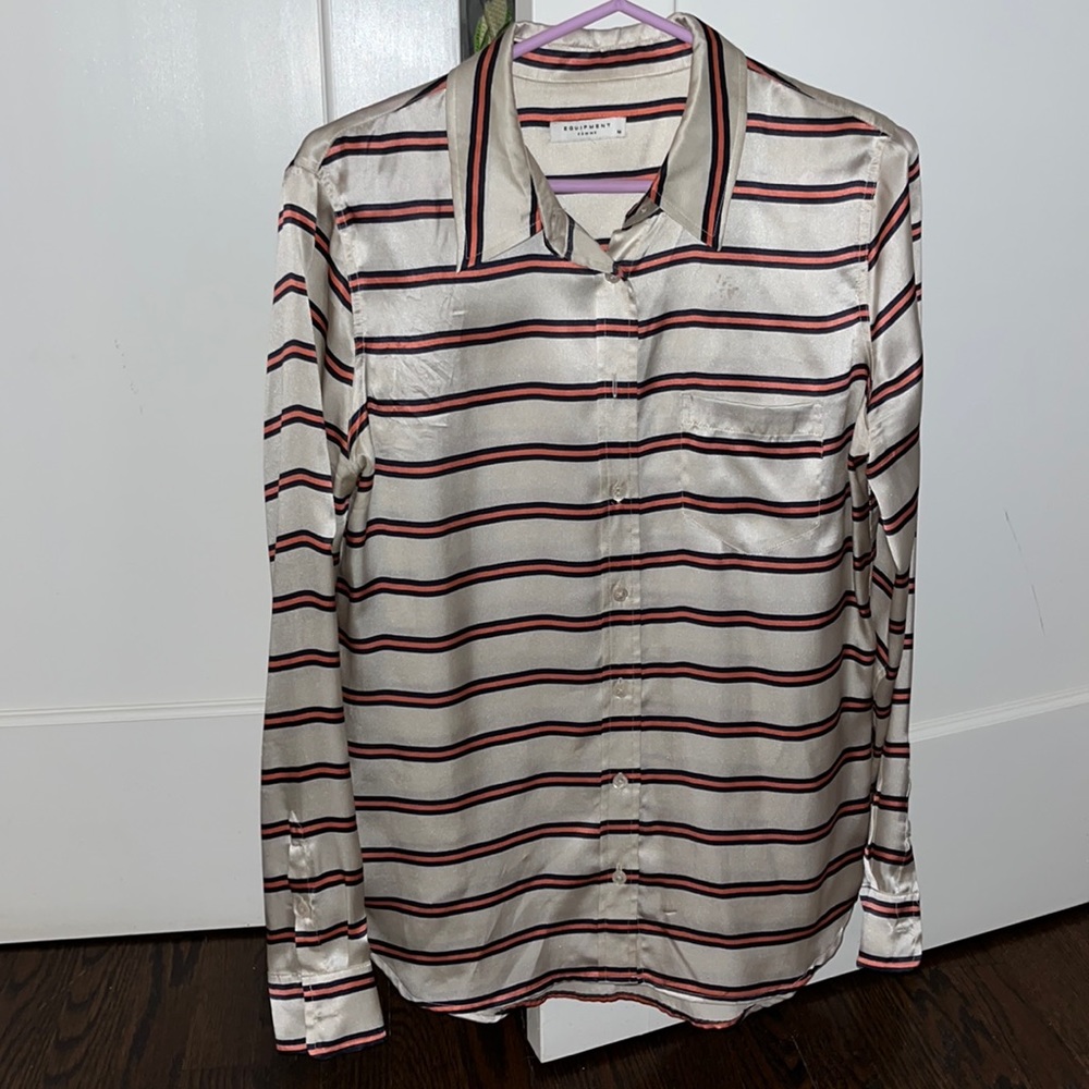 White silk striped Equipment blouse